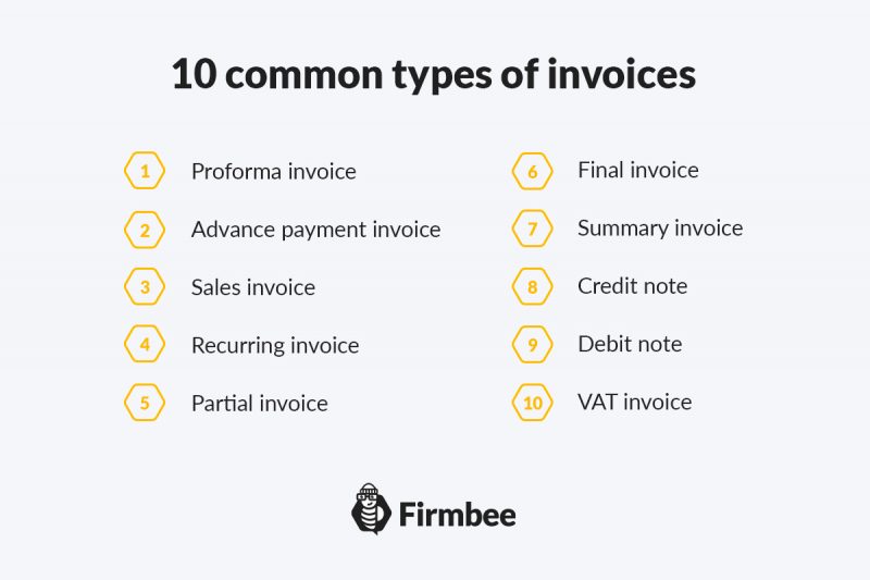 10 common types of invoices