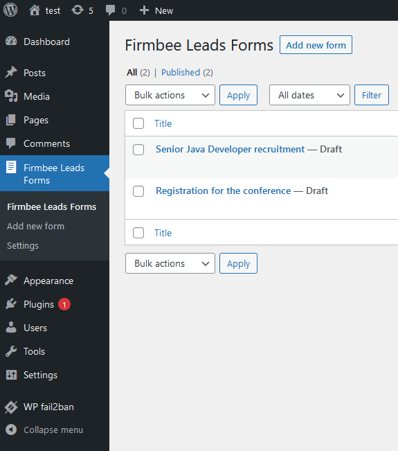 Firmbee Lead Forms for WordPress 6