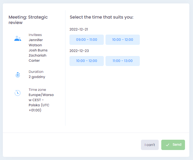 Scheduling meetings 7 select the time