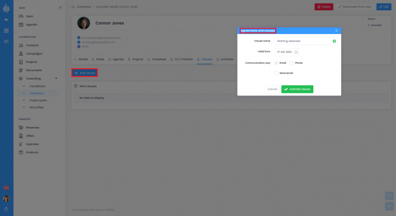 Clause modules Clause in module details