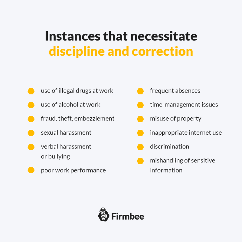 How to discipline employees? Instances that necessitate disciplone and correction