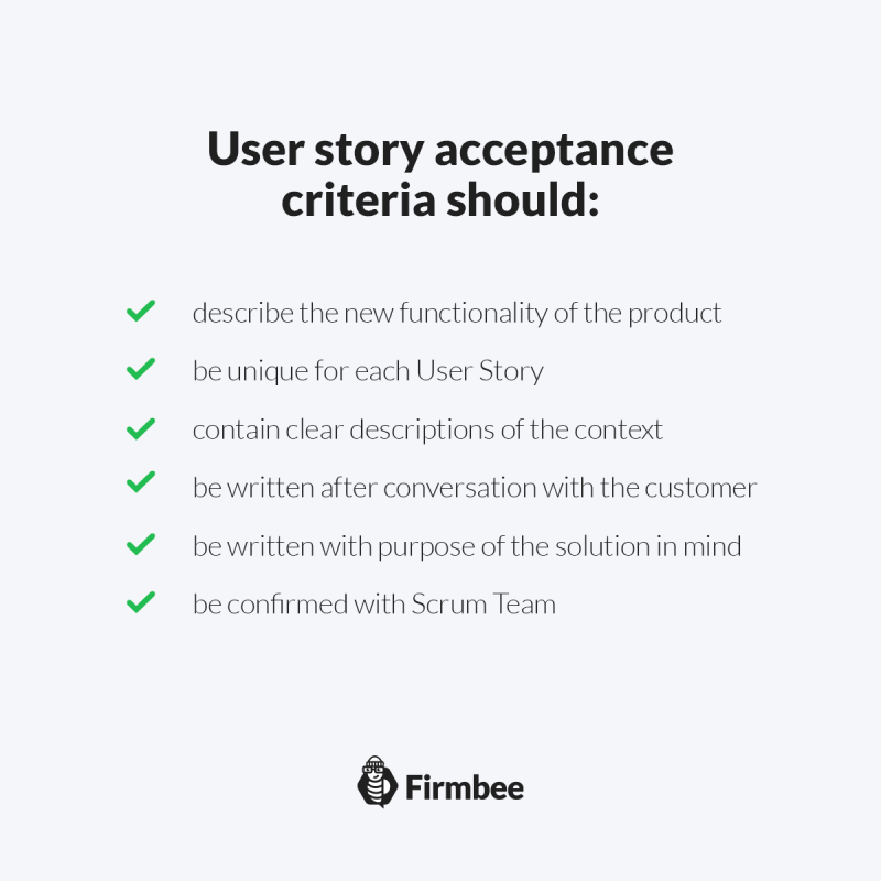 User Story Acceptance Criteria
