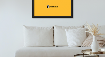 Poster mockup in a modern living room