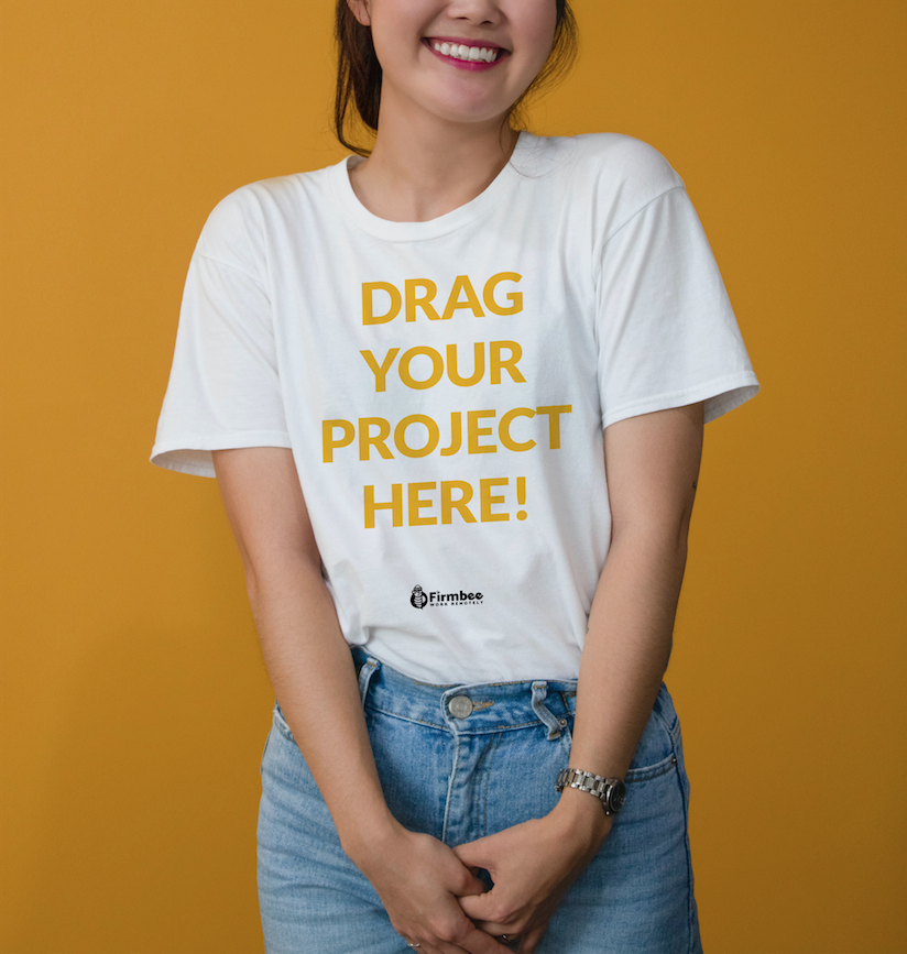 Download Woman In T Shirt Mockup Firmbee Free Team Collaboration App With Invoicing Remote Work Tools
