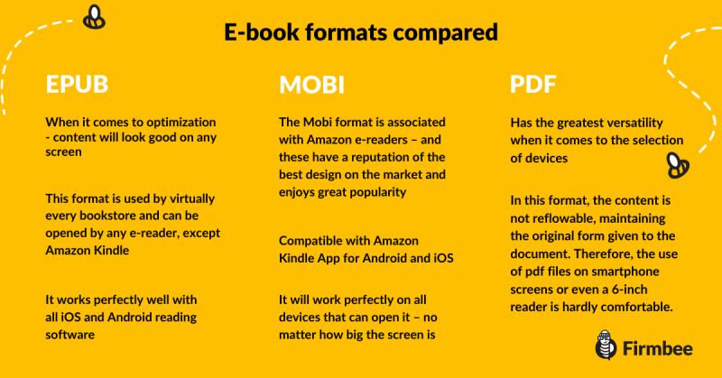 popular e-book formats infographic