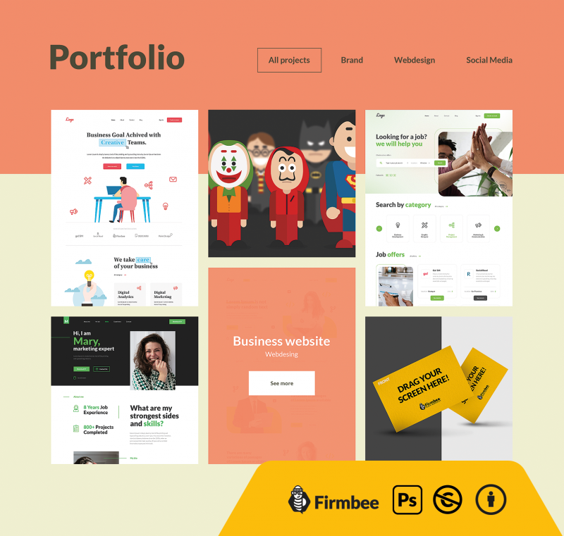 Portfolio website template freebees_3_PSD