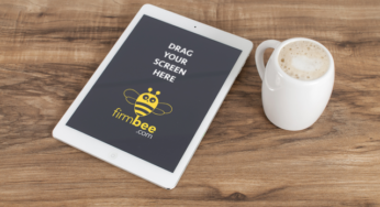 iPad tablet with a cup of coffee
