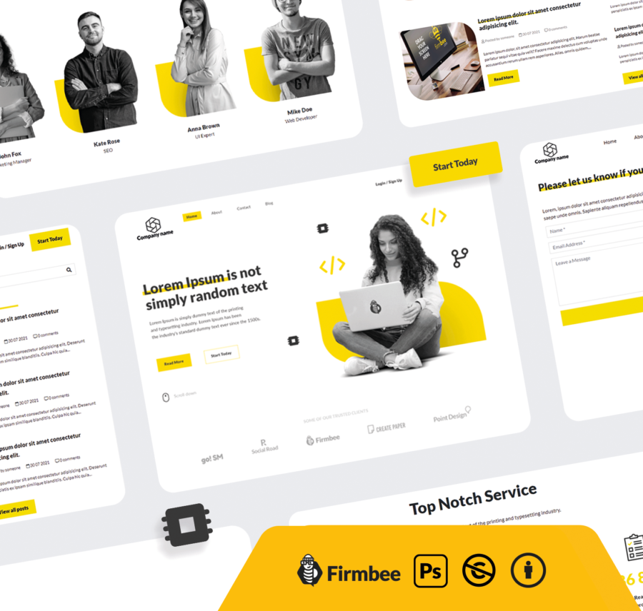 Yellow PSD Website Template