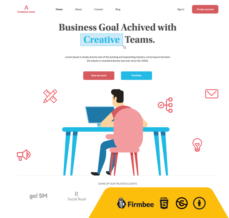 Blue and Red Business Website Template