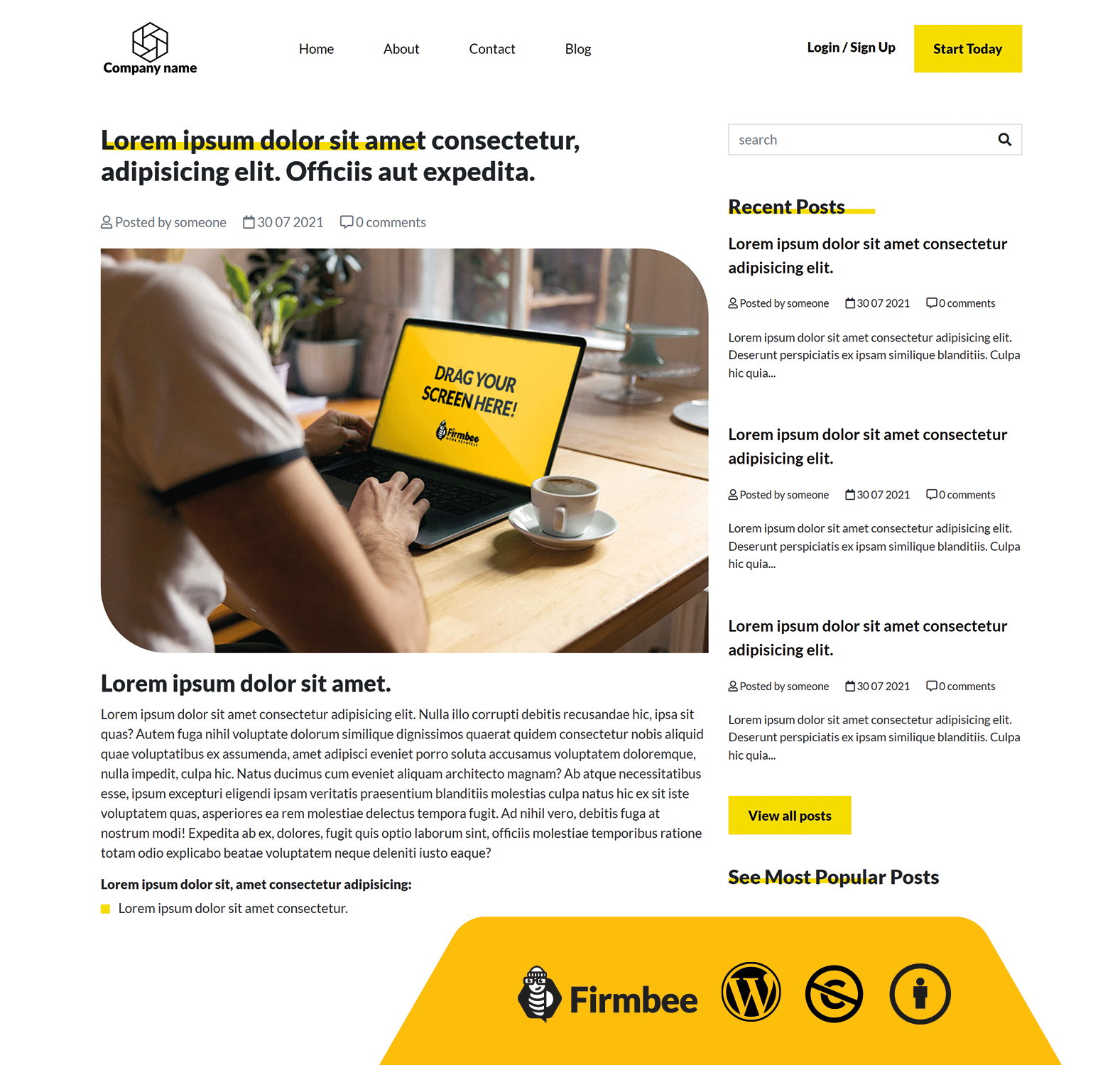 Yellow Software WordPress Theme - Free WordPress Template | Firmbee
