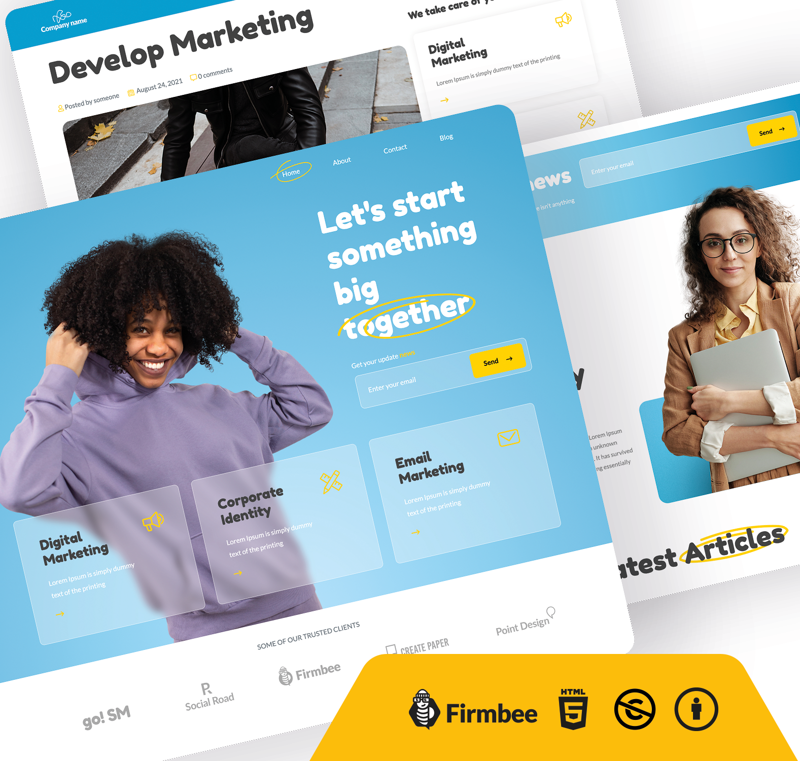 Blue Business Website Template - Free Bootstrap HTML Template | Firmbee