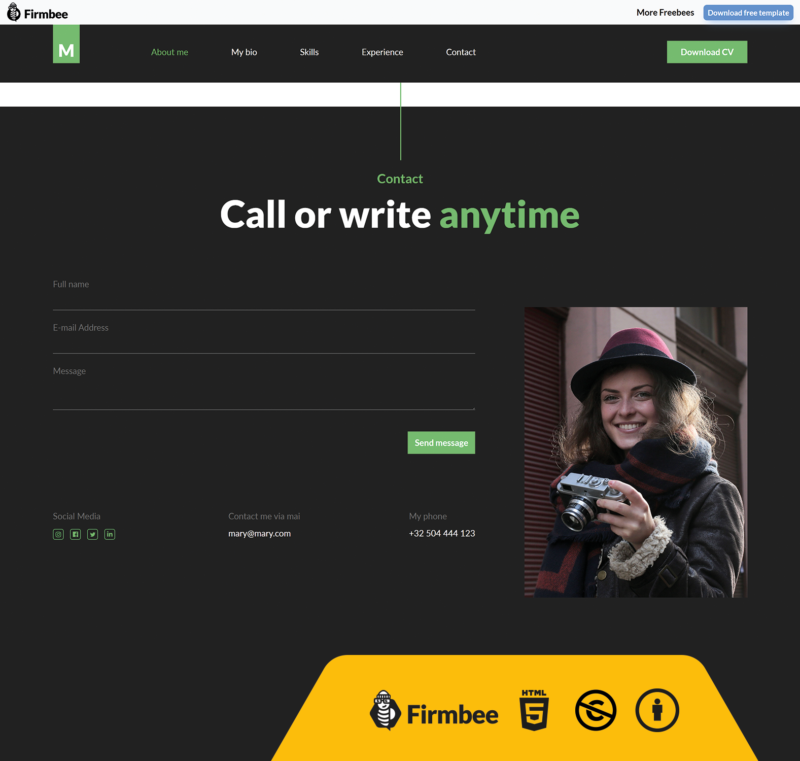template_5_freebees_2 Black and Green Resume HTML Website Template