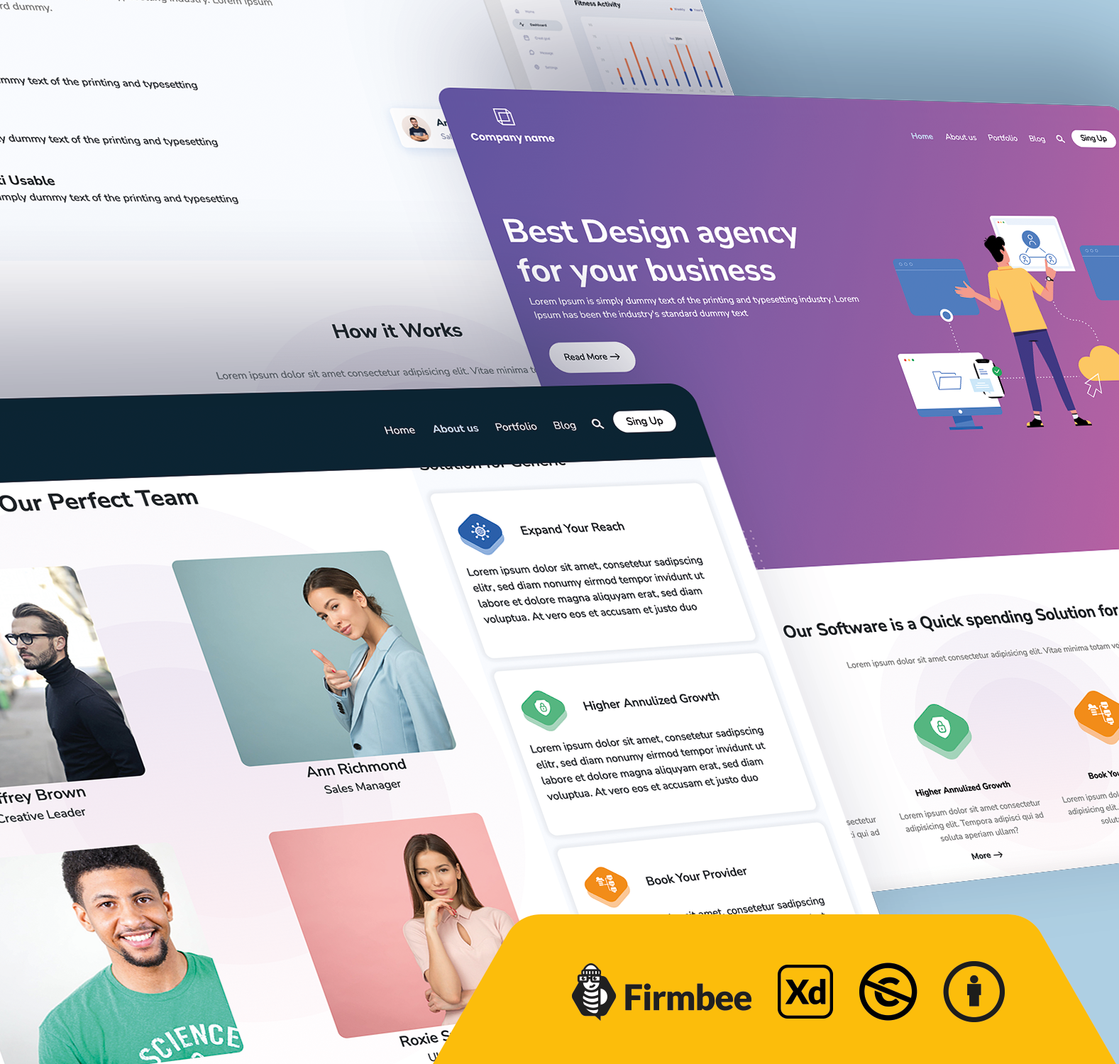 Purple Gradient XD Website Template Free Website Template Firmbee