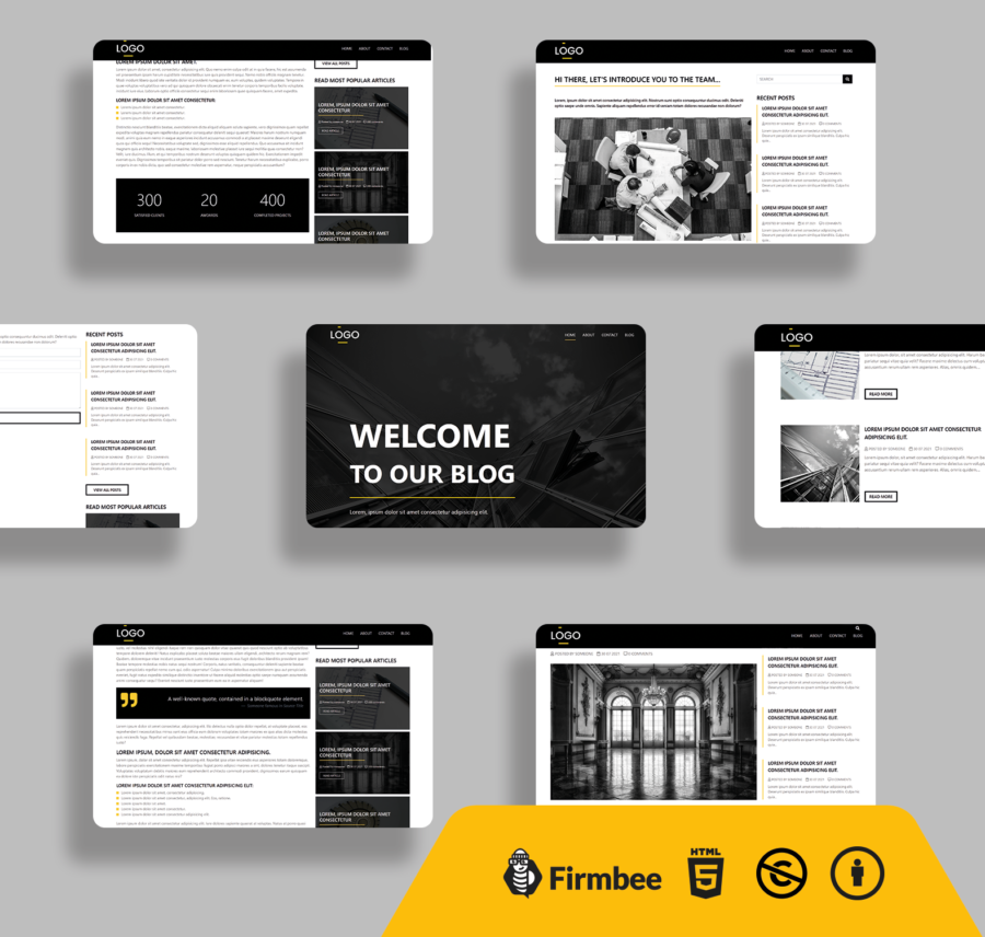 Black & White Blog Website Template - free bootstrap blog template