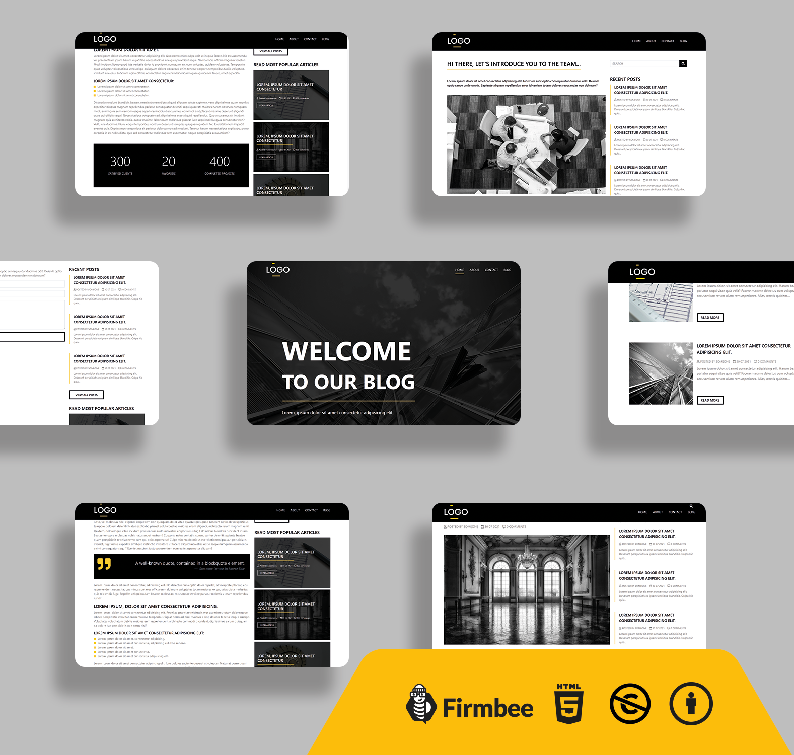 Black White Blog Website Template free bootstrap blog template