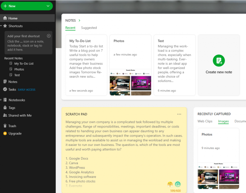 evernote screenshot