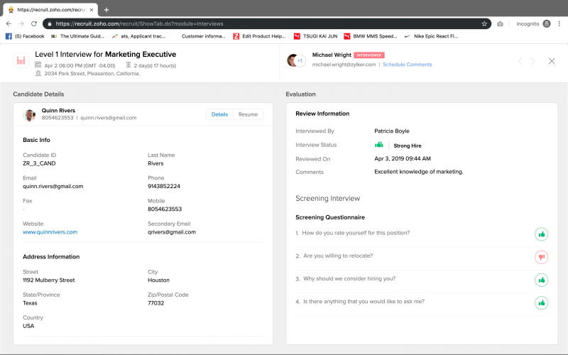 zoho recruit screenshot